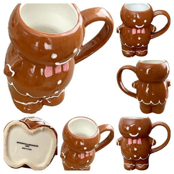 NWT Peppermint& Pine Gingerbread Man Cookie House XMAS Gift Set Hand Towels Mugs - Picture 12 of 16